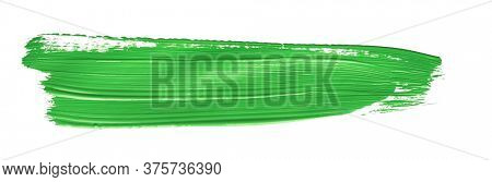 Green chroma brush stroke paiting over isolated background, canvas watercolor texture 