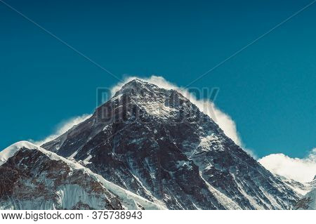 Everest Mountain Landscape At The Everest Base Camp Trek In The Himalaya, Nepal. Himalaya Landscape 