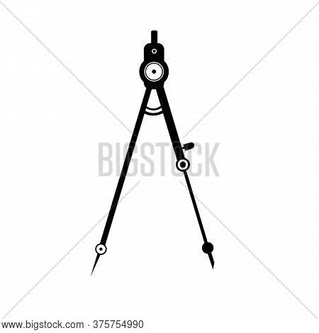 Compass Drawing Tool Black Color. Flat Picture. Vector