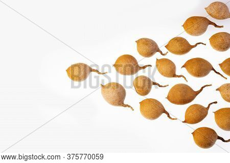 Fresh Tamarind Fruits On White Background - Tamarindus Indica.