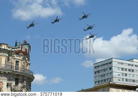 Moscow, Russia - June 24, 2020:a Group Of Mi-28n 