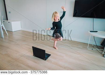 Ballet Or Gymastics Lesson Online. Remote Learning For Kids