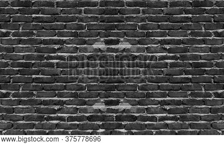 Dark Brick Wall Uneven Texture. Grunge Vintage Background