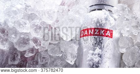 Bottle Of Danzka Vodka In Crushed Ice