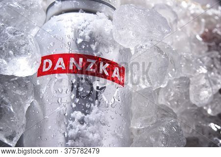 Bottle Of Danzka Vodka In Crushed Ice