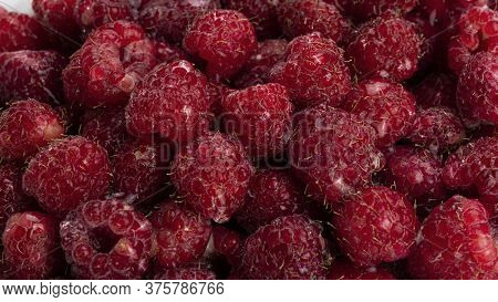 Fresh Raspberries Whith Water Drops. Summer, Sweet Berry.