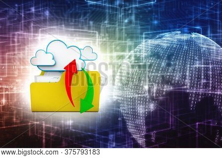3d Rendering Cloud Computing Concept, Cloud Internet Technology Concept Background, Cloud Computing 