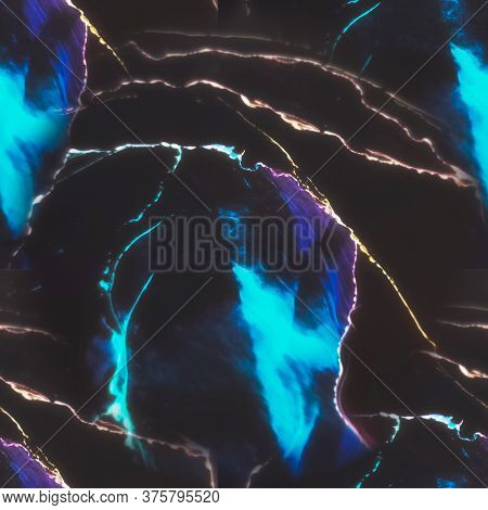 Seamless Acrylic Background. Japanese Ink Style. Purple, Blue New Shibori Design. Space Colors Stone