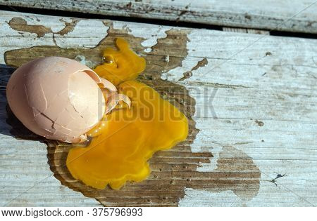 A Close Up Look At The Mess Made By A Dropped Egg On The Back Deck Making For A Bad Start To This Mo