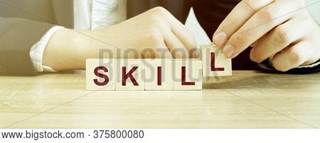 Word Skill Made With Wood Building Blocks