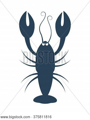 Dark Blue Cancer Zodiac Sign With The Image Of An Arthropod Animal. Illustration Of An Astrology Sig