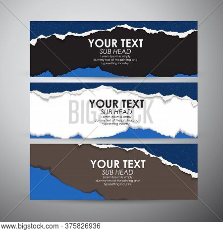 Abstract Torn Paper With Space Background. Vector Banners Set Background. Vector Illustration.