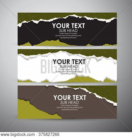Abstract Torn Paper With Space Background. Vector Banners Set Background. Vector Illustration.