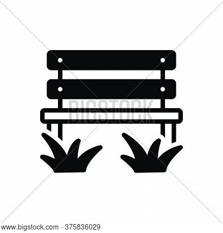 Black Solid Icon For Parkbench Park Bench Grass Garden Autumn Green