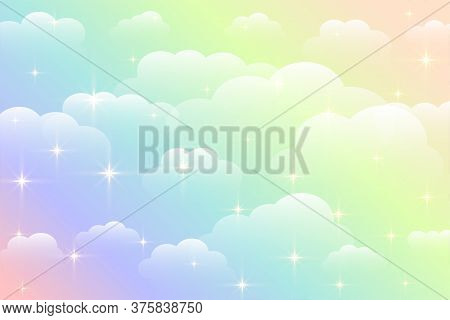 Dreamy Rainbow Color Beautiful Clouds Background Design