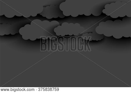 Dark Gray Clouds Background In Papercut Style