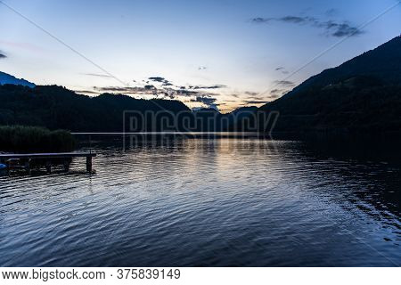 Sunset On Lake Levico, Trento Italy In Summer