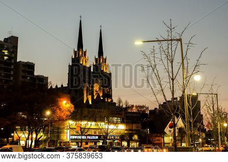 Daegu, South Korea - April 4, 2019 : Daegu Jeil Presbyterian Church In Daegu City, South Korea. Take