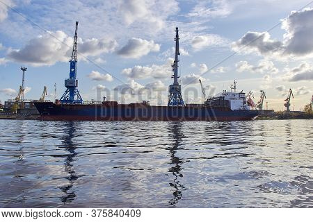 Russia, Saint-petersburg, September 2019: Cargo Port On Kanonersky Island