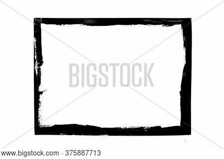 Black Grunge Frame Isolated On White Background.