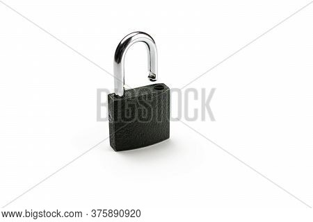 Padlock For Key Isolated On White Background. Privacy Security With Metal Lock Pad.