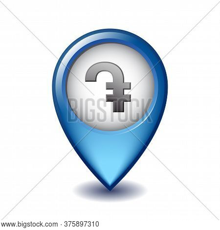 Armenian Dram Symbol On Mapping Marker Vector Icon.