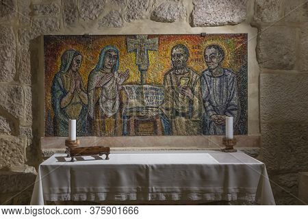 Bethlehem, Palestine, January 28, 2020: Caves Under The Basilica Of The Nativity In Bethlehem. Simpl