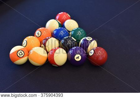 Black Billiard Table, Playing Snooker Pool 8Ball - Close-up Shot Of A Man Playing Billiard