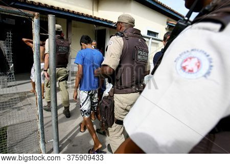 Porto Seguro, Bahia / Brazil - December 1, 2011: Military Policemen Are Seen During Action In The Po