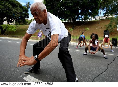 Salvador, Bahia/ Brazil - February 21, 2016: People Are Seen During Tai Chi Chuan Class In Salvador'