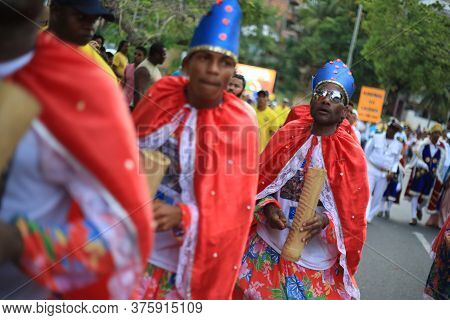 Salvador, Bahia / Brazil - January 24, 2016: Members Of Congo, Reinado And Cheganca Cultural Group, 