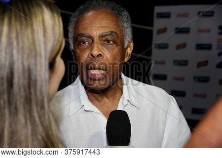 Salvador, Bahia / Brazil - December 31, 2013: Singer Gilberto Gil Is Seen During A Press Conference 