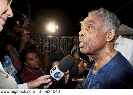 Salvador, Bahia / Brazil - December 31, 2013: Singer Gilberto Gil Is Seen During A Press Conference 