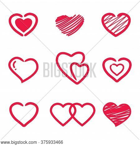 Collection Of Heart Illustrations, Love Symbol Icon Set, Love Symbol.
