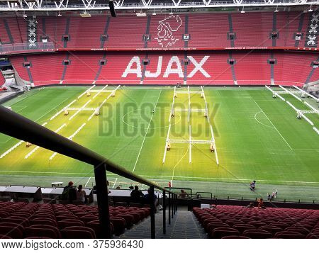 Amsterdam / Netherlands - 10 25 2018 : Amsterdam Ajax Football Arena Soccer Game Stadium