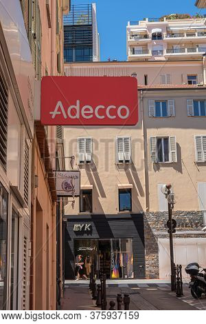 Monte Carlo, Monaco - July 4, 2020: Adecco Temporary Work Agency In Monte Carlo