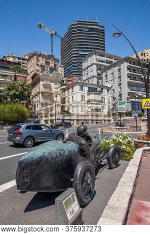 Monte Carlo, Monaco - July 4, 2020: Bronze Statue Of The First Winner Of Grand Prix Of Monaco Willia