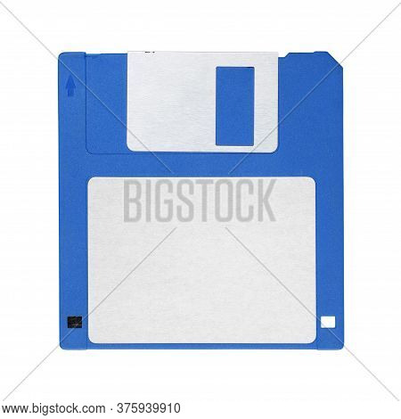 Blue 3.5-inch Floppy Disk Or Diskette Isolated On White Background
