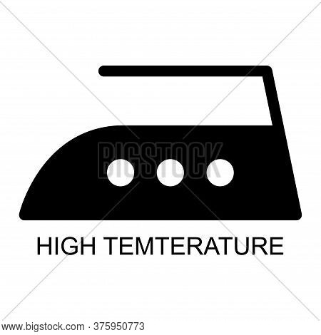 Iron Black Flat Icon Isolated On White Background. High Temperature Level Symbol. Machine Vector Ill