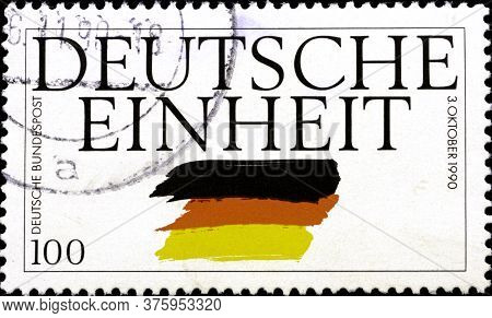 02 11 2020 Divnoe Stavropol Krai Russia The Postage Stamp Germany 1990 The Reunification Of Germany 