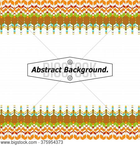 Abstract Background, Two Multicolor Horizontal Wavy Borders In A Warm Gamut Of Colors, White Backgro