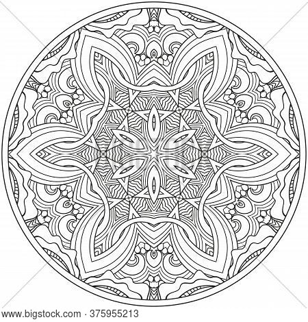 Vector Floral Ethnic Hand Drawn Line Art Mandala