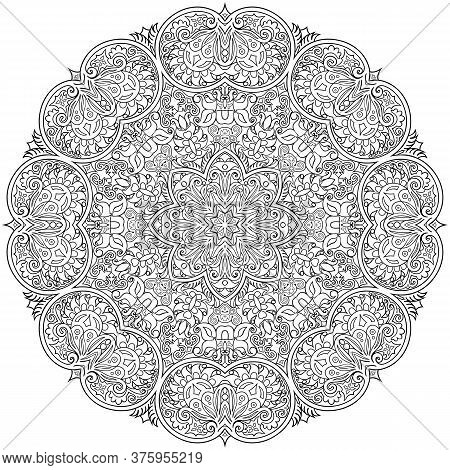 Vector Floral Ethnic Hand Drawn Line Art Mandala