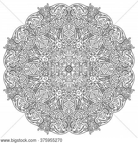 Vector Floral Ethnic Hand Drawn Line Art Mandala