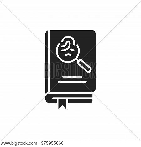 Detective Book Black Glyph Icon. A Sub-genre Of Crime And Mystery Fiction. An Investigator Investiga