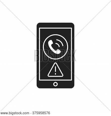 Mobile Scam Black Glyph Icon On White Background. Phone Call From An Unknown Number. Phone Call Secu