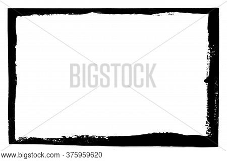 Black Grunge Frame Isolated On White Background.