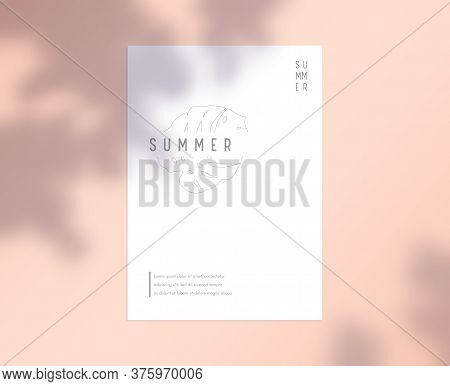 Stationary Template With Palm Leaf Sketch. Corporate Business Card, Brand Identity With Botanical Fl