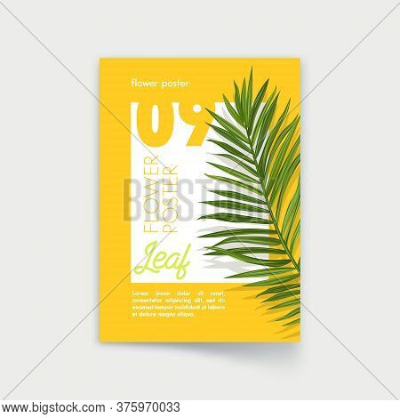 Poster With Exotic Tropical Palm Leaf. Summer Sale Ad Promotional Banner For Summertime Discount, Pr