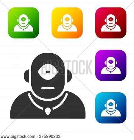 Black Cyclops Icon Isolated On White Background. Set Icons In Color Square Buttons. Vector